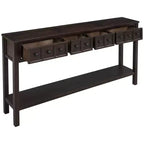 Console rustique avec 4 tiroirs et étagère inférieure – Blanc antique / Bleu / Espresso / Marine, 1 personne