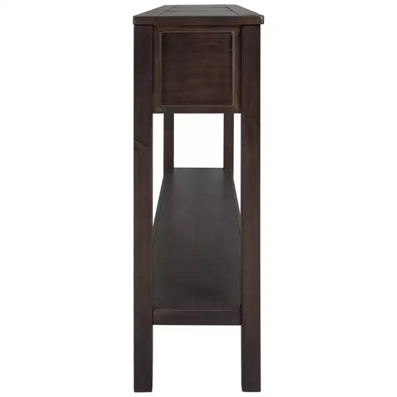 Console rustique avec 4 tiroirs et étagère inférieure – Blanc antique / Bleu / Espresso / Marine, 1 personne