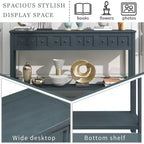 Console rustique avec 4 tiroirs et étagère inférieure – Blanc antique / Bleu / Espresso / Marine, 1 personne