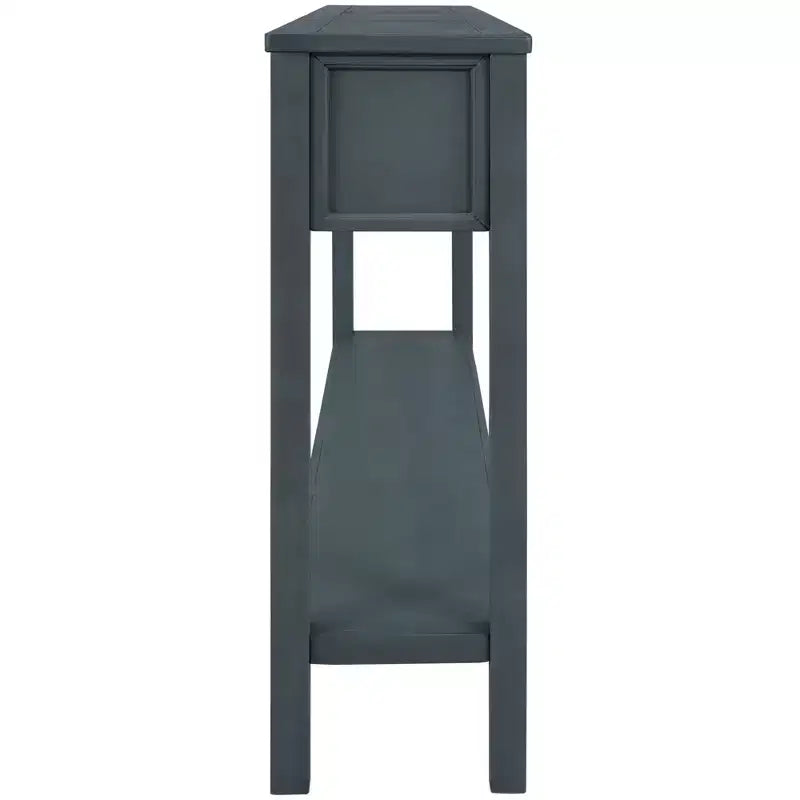 Console rustique avec 4 tiroirs et étagère inférieure – Blanc antique / Bleu / Espresso / Marine, 1 personne