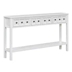 Console rustique avec 4 tiroirs et étagère inférieure – Blanc antique / Bleu / Espresso / Marine, 1 personne