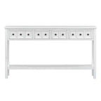 Console rustique avec 4 tiroirs et étagère inférieure – Blanc antique / Bleu / Espresso / Marine, 1 personne