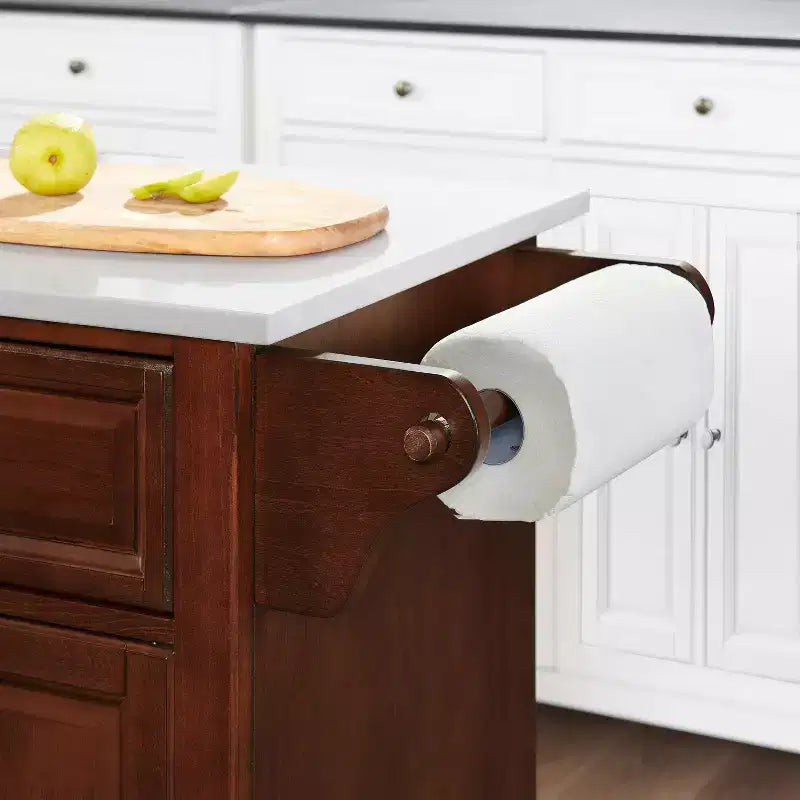 Meuble Îlot de Cuisine sur Roulettes avec Plateau en Granit – Gris Foncé