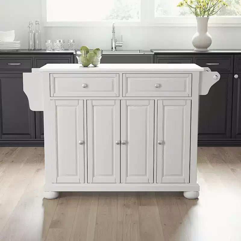 Meuble Îlot de Cuisine sur Roulettes avec Plateau en Granit – Gris Foncé
