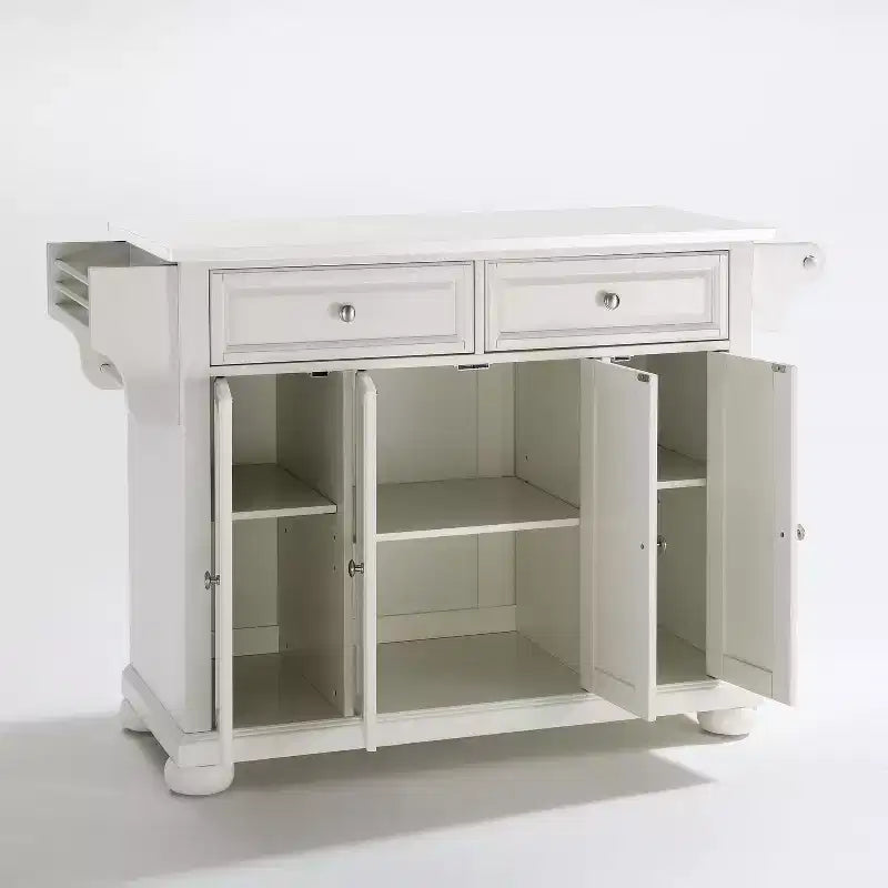 Meuble Îlot de Cuisine sur Roulettes avec Plateau en Granit – Gris Foncé