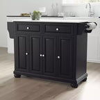 Meuble Îlot de Cuisine sur Roulettes avec Plateau en Granit – Gris Foncé